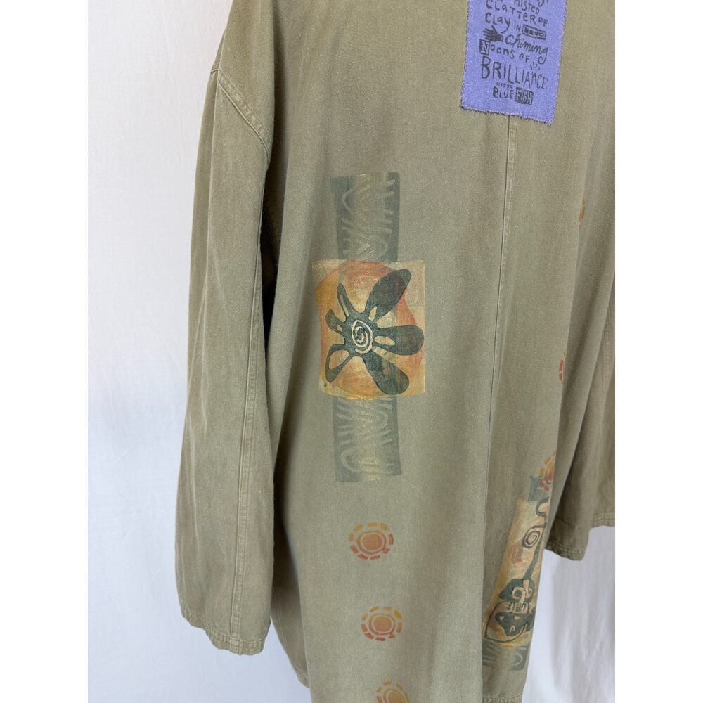 90's Vintage BLUE FISH Green Cotton Jacket MADE USA OS #0175 - Picture 13 of 16